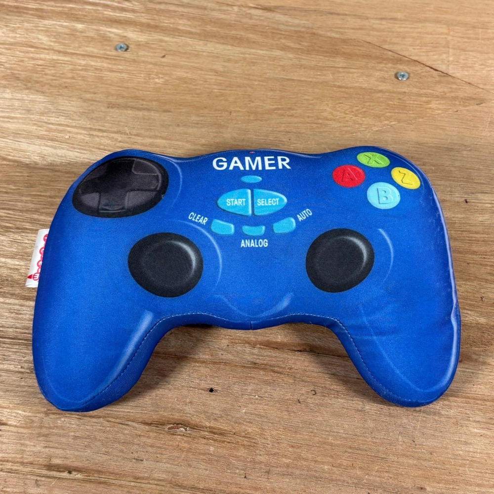 y2k iscream Blue Gamer Controller Microbead Plush Decorative Pillow 9.5 Inch